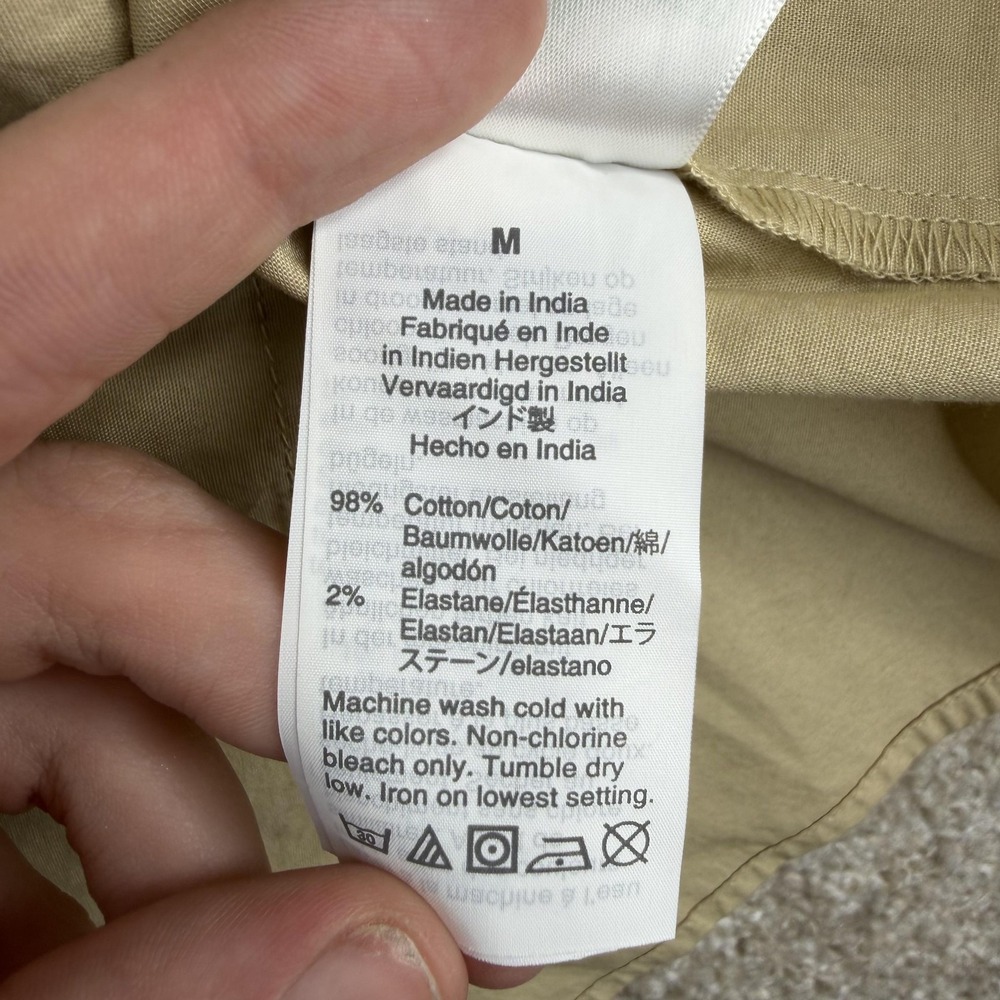 J.CREW Blouse Womens M Beige Short Sleeve Button Shoulder Cotton Stretch Top - Picture 4 of 8